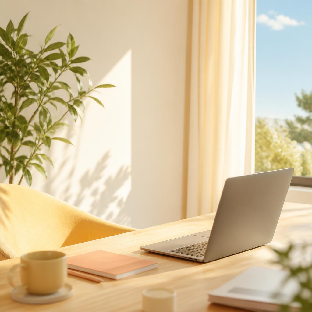 A quiet workspace with a laptop, notes, and warm afternoon light