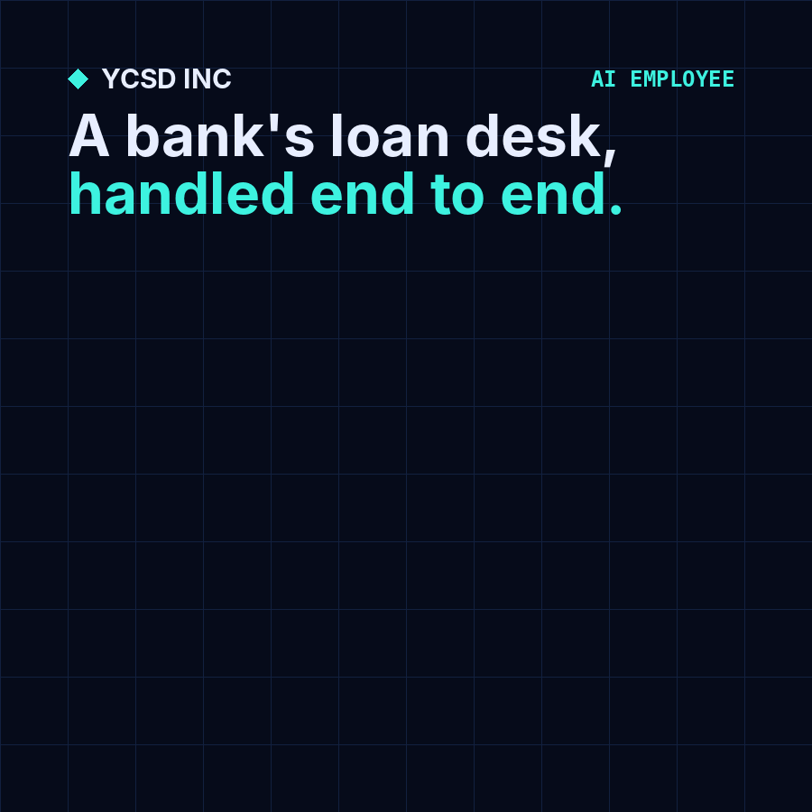 AI employee concept showing a bank loan desk handled end to end.